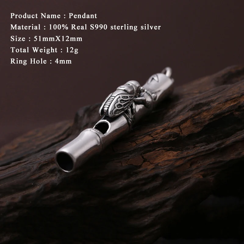 Men-Pendant-990-Sterling-silver-Ethnic-Whistle-Letter-Insect-Animal-Necklace-Pendant-Christmas-Gift-Fine