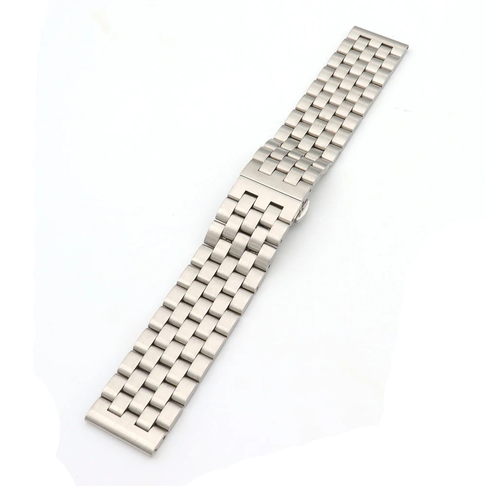 

20 22 24mm Silver Solid Stainless Steel Watchband Replacement Men Metal Bracelet