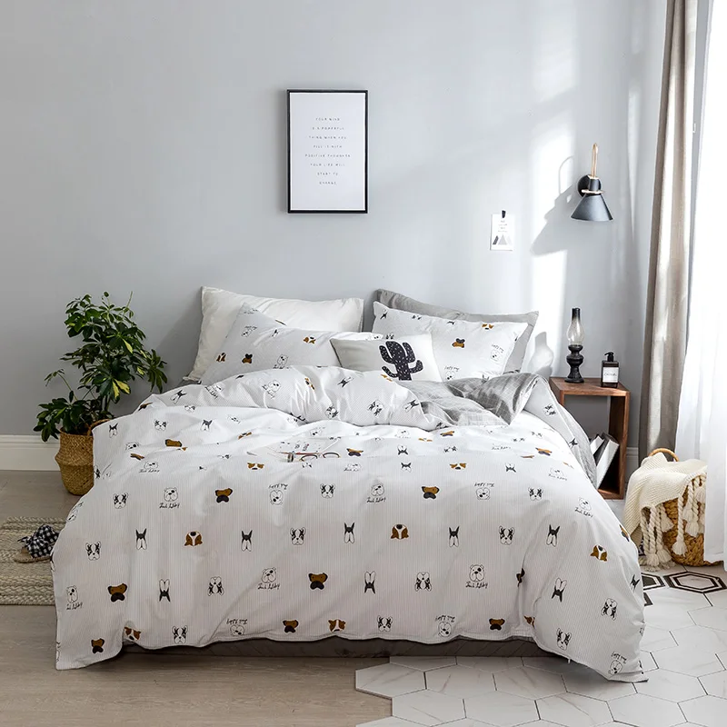 

Luxury Bed Cover Cotton Pug Bedding Bedding Set Queen King Size 3/4PC 3d Bed Set Duvet Cover Fitted/Bed Sheet Set Parrure De Lit