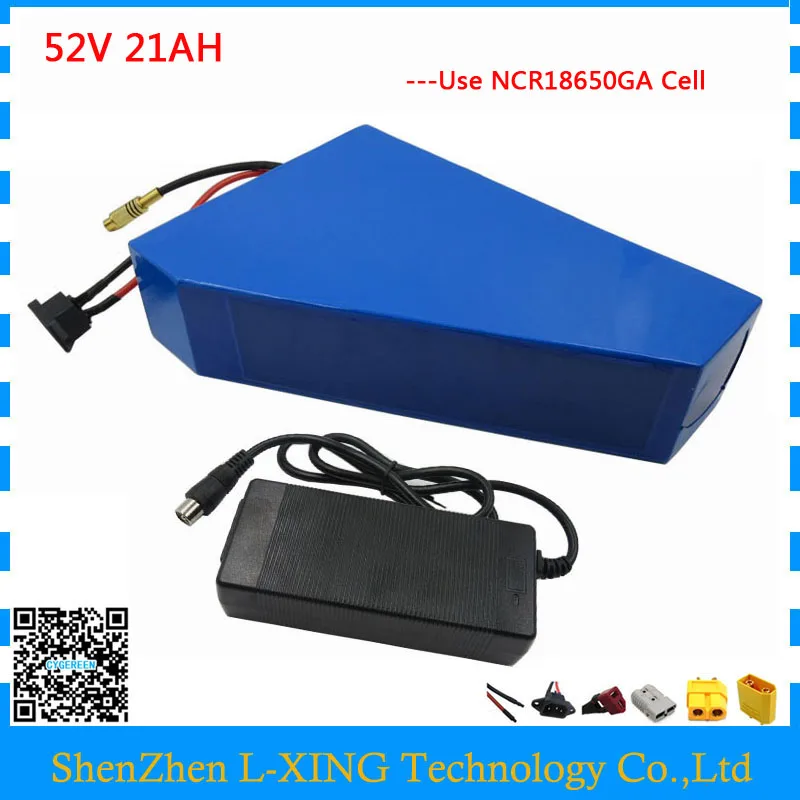 Flash Deal Free customs duty 14S 1500W 52V 21AH Triangle battery 51.8V Electric bike battery with free bag use Sanyo GA 3500mah cell 2
