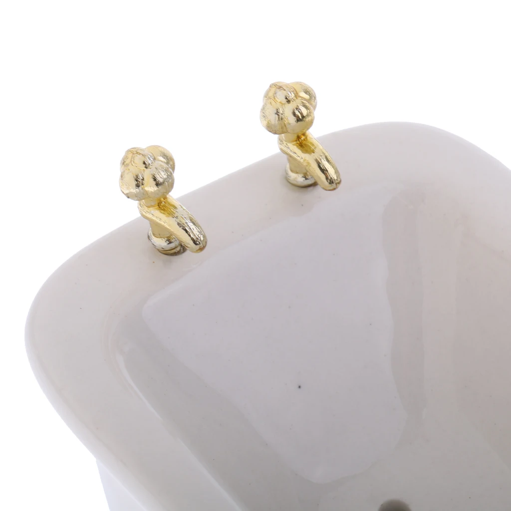 1/12 Dollhouse Miniature Furniture Bathroom Toilet Kit Ceramic Closestool Bathtub Sink Container Set 13 Pieces