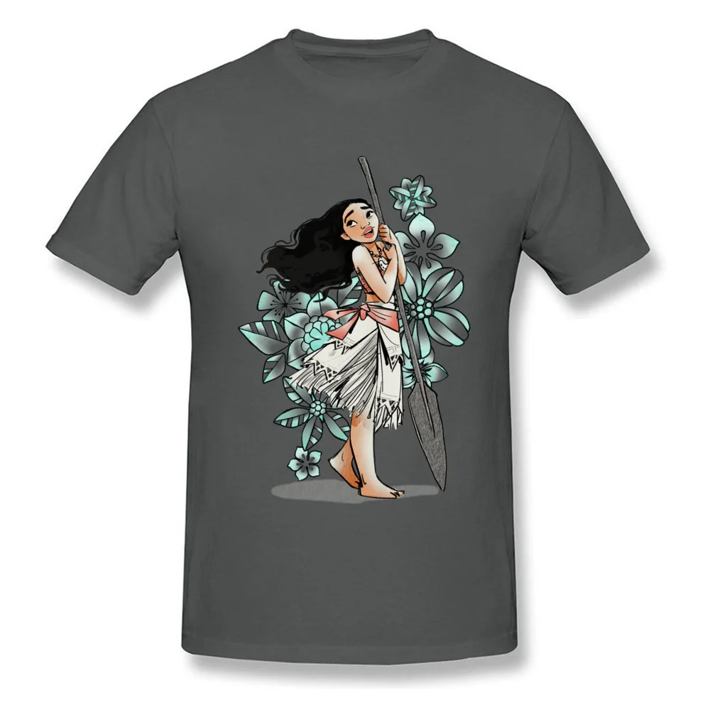 Moana Floral Sketch Summer Fall Cotton Fabric Round Collar Tops & Tees Short Sleeve Family Tee-Shirts New Design T-Shirt Moana Floral Sketch carbon