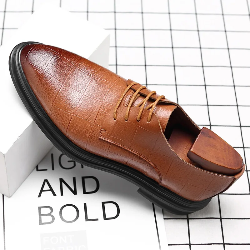 Pour Autumm Cuir Loisirs Mode Chaussures Totem Hommes Lacets Bas jaune Pointu Bout De À Noir Habillées Véritable Couture Homme Solide Fretwork Oxford wUqqBpTx
