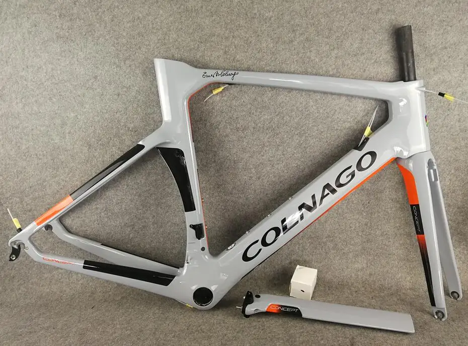 Высокое качество Colnago набор углеродных дорожных Рам обода тормоза карбоновые велосипедные рамы оранжевый черный SIGMA эксклюзивный спортивный - Цвет: 2019 color