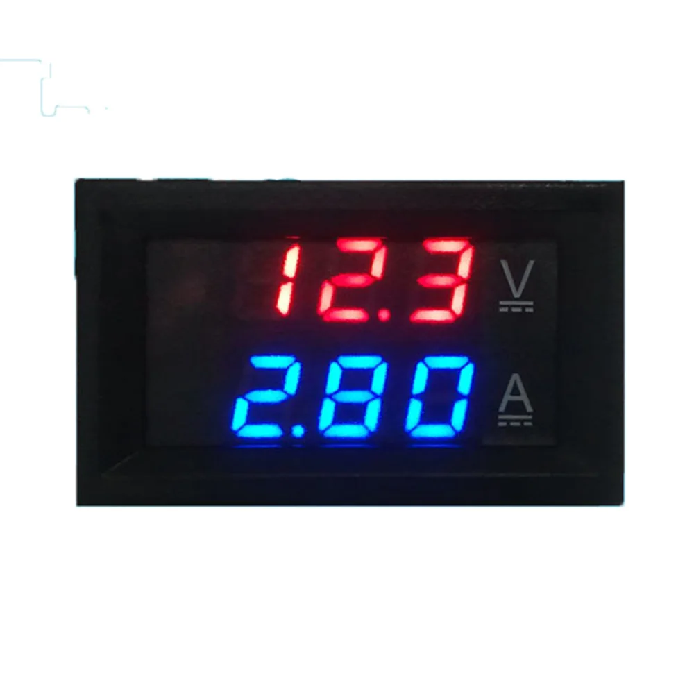 

DC 0-100V 0-100A Red Blue Dual LED Digital Voltmeter Ammeter Voltage + Shunt Dual Display Digital Header