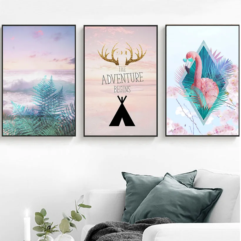 Deer Prints and Posters Paintings on Canvas Motivational Quotes Adventure Decorative Pictures for Baby Kids Bedroom Wall Art