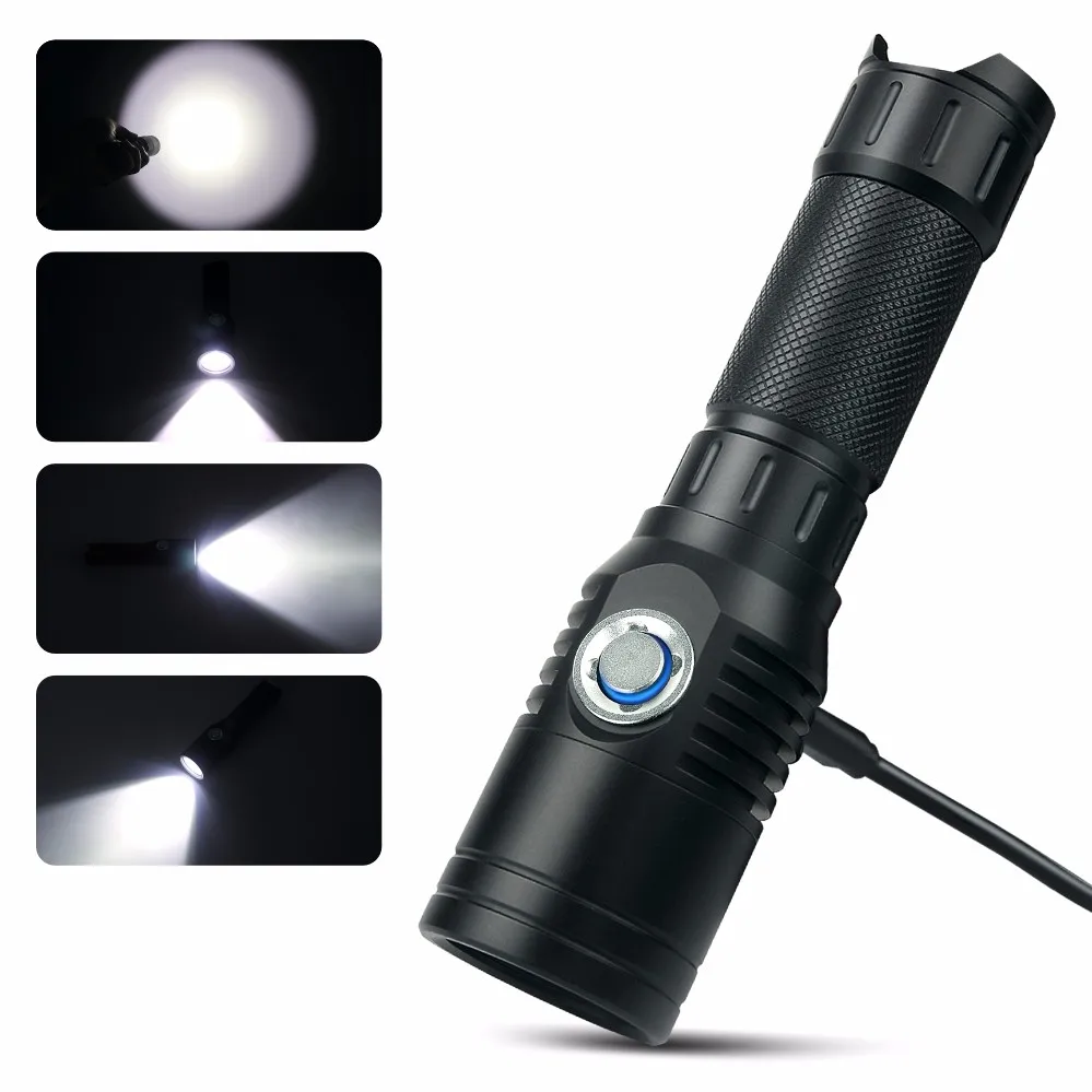 UniqueFire UF-XPL 1000 Lumens USB Rechargeable LED Flashlight Compact Emergency with Eagletac Rechargeable 18650 Battery 6