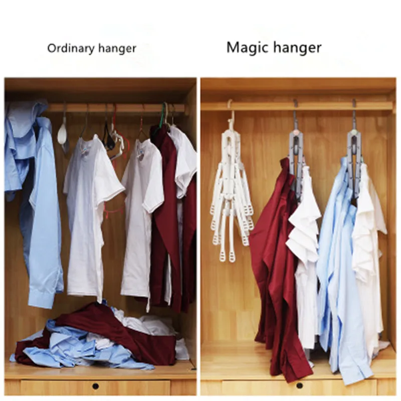 

8 Pcs/Multi-function Magic folding Storage Rack Clothes Hanger Hook Closet Organizer Storage Holder Wardrobe Laundry Drying Rack