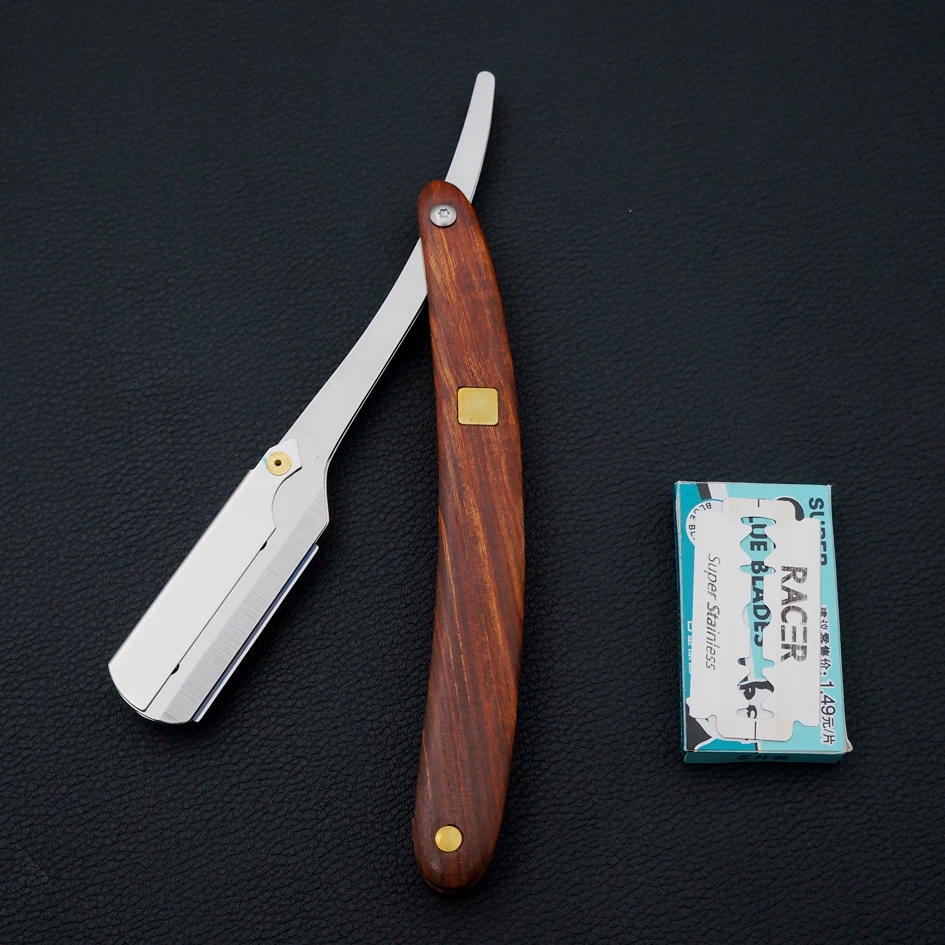Lidar com Barbear Corte de Cabelo Clássico Masculino Navalha Rosewood Lâmina Substituível Barbeador Profissional Barbeiro Sobrancelha 1 Barbeador clássico masculino com cabo de jacarandá