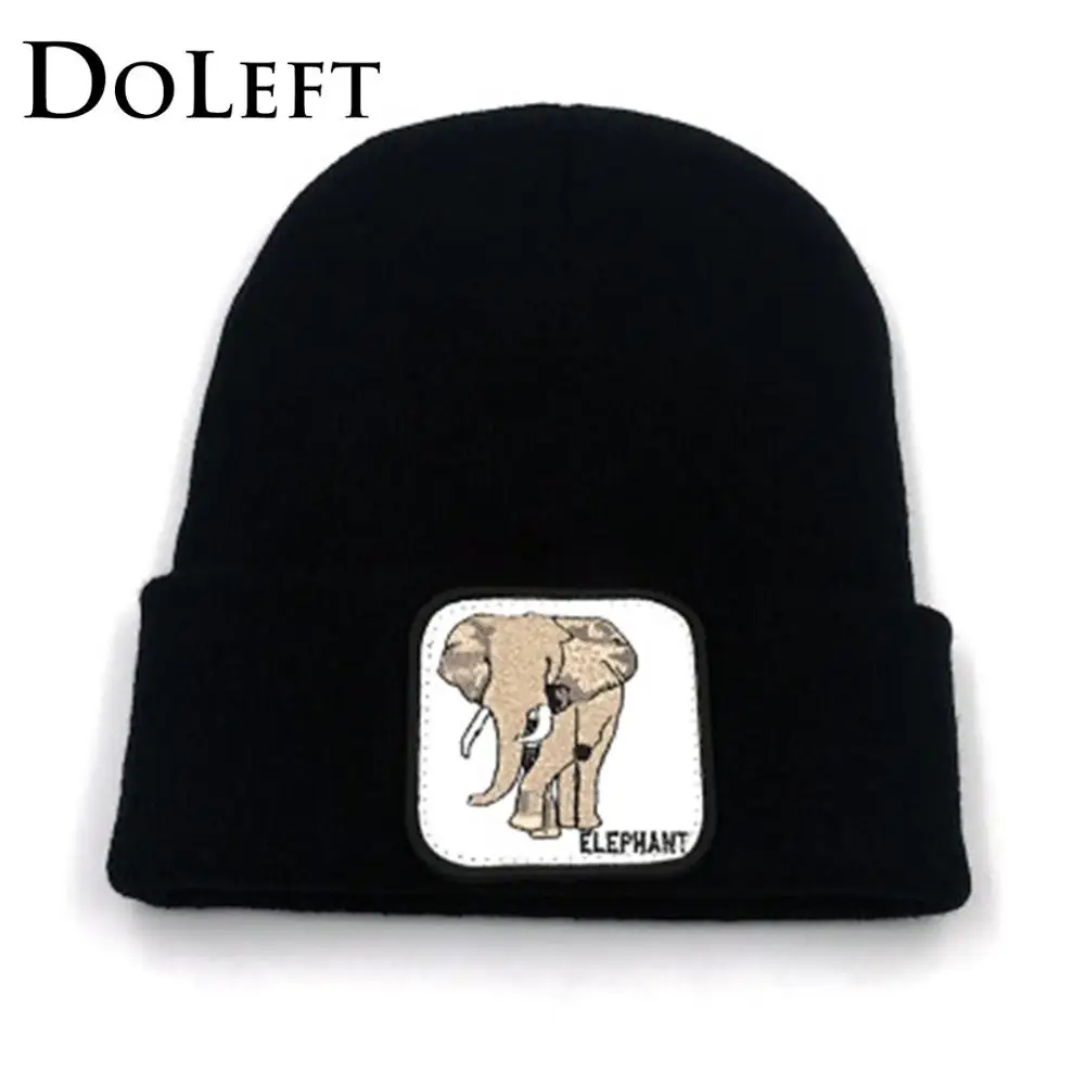 

Winter Trend Animal Embroidery Beanie Hats Women Men Cool Wolf Shark Tiger Warm Ski Hat Unisex Hip Hop Hats Knit Skullies Bonnet