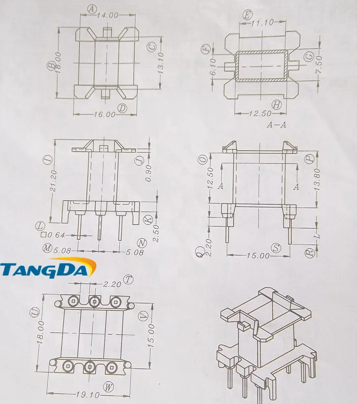 Tangda Ee20 Ef20 Core Ee Ee20W Nucleo Magnetico Bobina + Scheletro Morbido Magnetismo Ferrites 6Pin 6P 3 + 3 Trasformatori Allarga Verticale