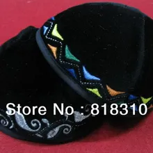 Черный бархат вышитые KIPPAH еврейский KIPPOT YARMULKES KIPA