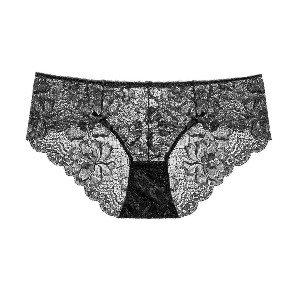 High quality mesh lace panties women transparent breathable low rise