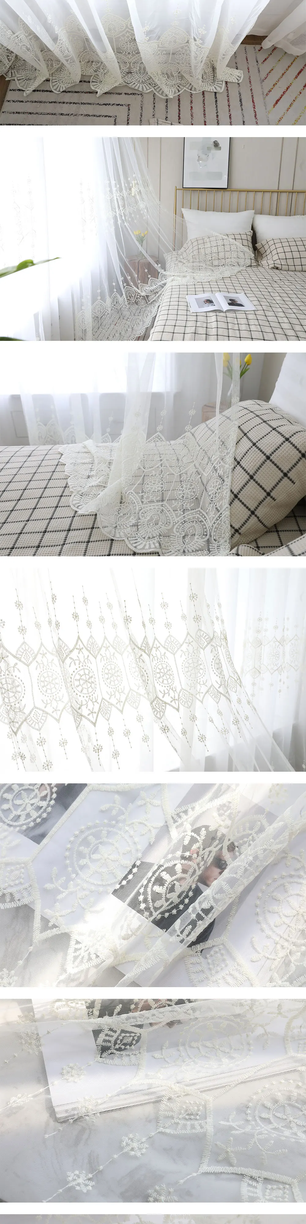 LOZUJOJU 1 Piece White Sheer Curtains Transparent Tulle Drops All Match living Room windows Thread Fabric Pastoral Style Modern (2)
