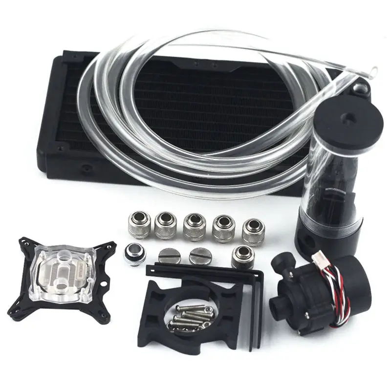  Pc Cpu Overclocking Water Cooling System Set 240B Radiator + Sc600 Pump + 190Mm Tank + 2M Tube + Cp
