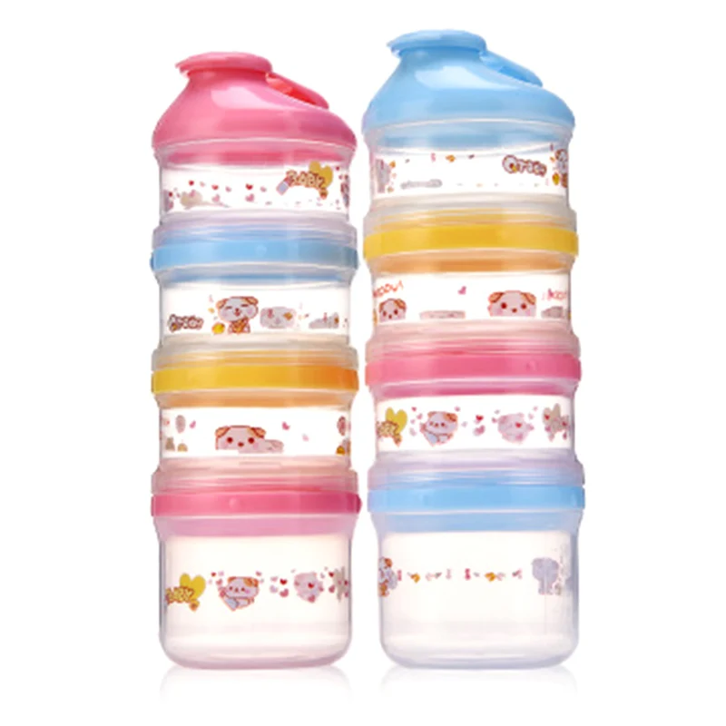 4 слоя мультфильм Портативный детская молочная смесь Еда литейный Ящик Контейнер для хранения для новорожденных, для малышей и детей постарше для кормления прибор разные цвета