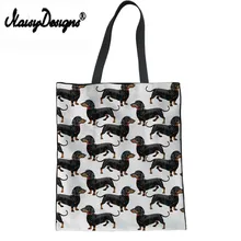 Женская большая сумка для покупок, Холщовая Сумка, сумка на плечо для девочек-подростков, милая пляжная сумка с принтом таксы, дропшиппинг