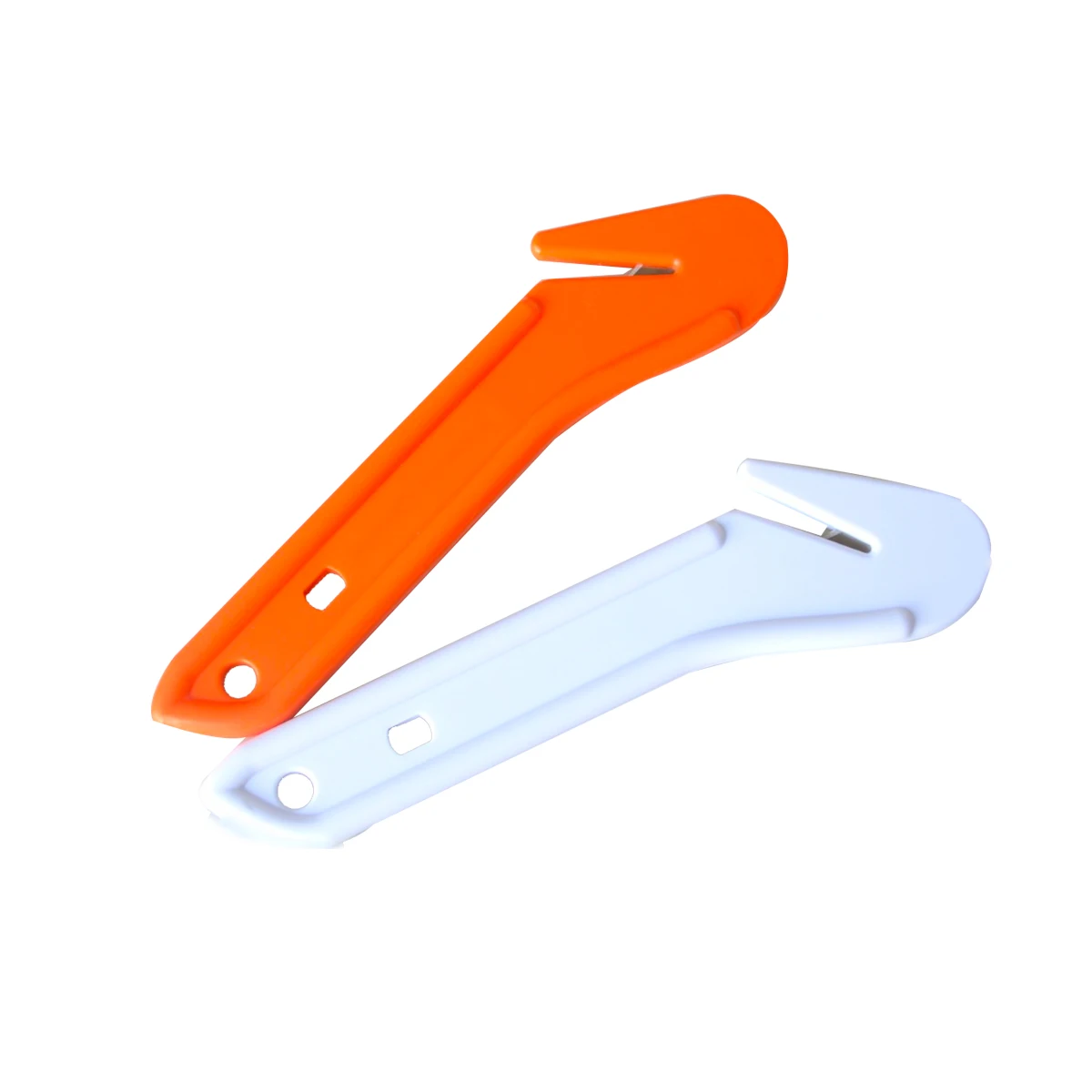1piece New Safety Cutter Emergency Car Seatbelt Guard Knife First Aid Rescue Survival Tip With Long Handle Color White Orange