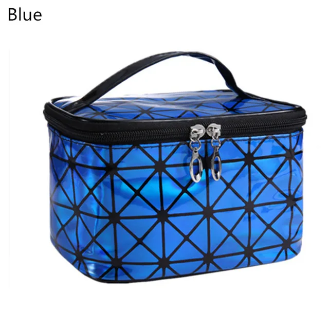 Новая женская многофункциональная сумка для косметики Flash Diamond кожаный Органайзер косметическая сумка для хранения разных цветов на выбор - Цвет: Blue