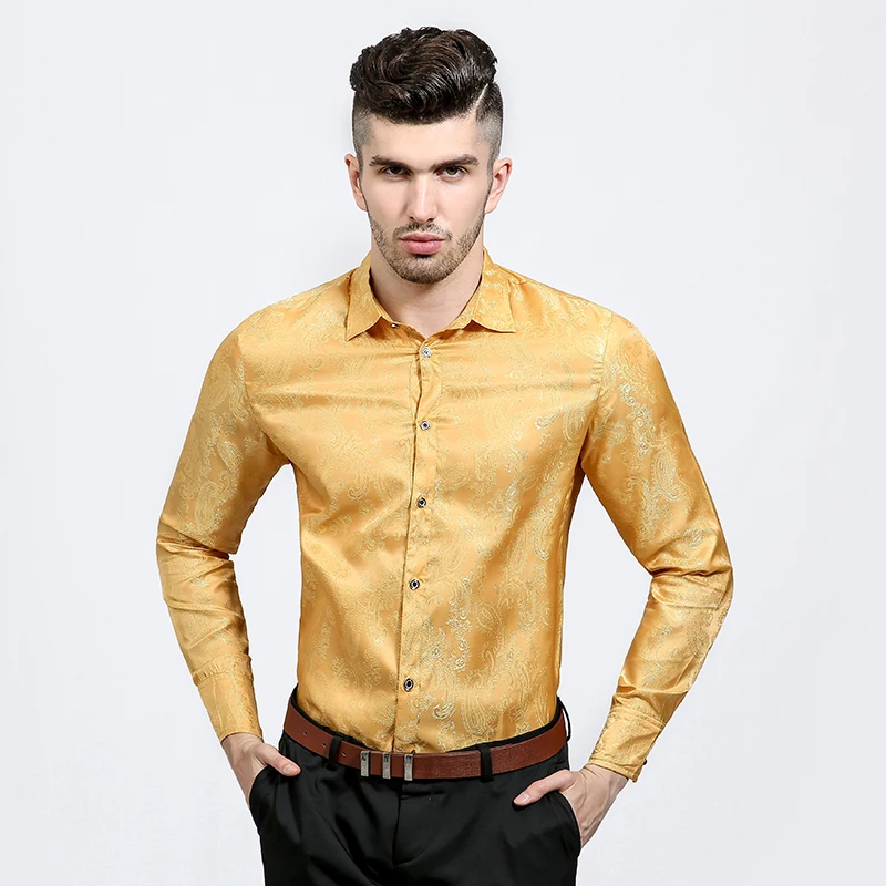 

MarKyi 2017 fashion floral shirts men silk EU size xxl slim fit social shirts good quality mens cotton shirts casual