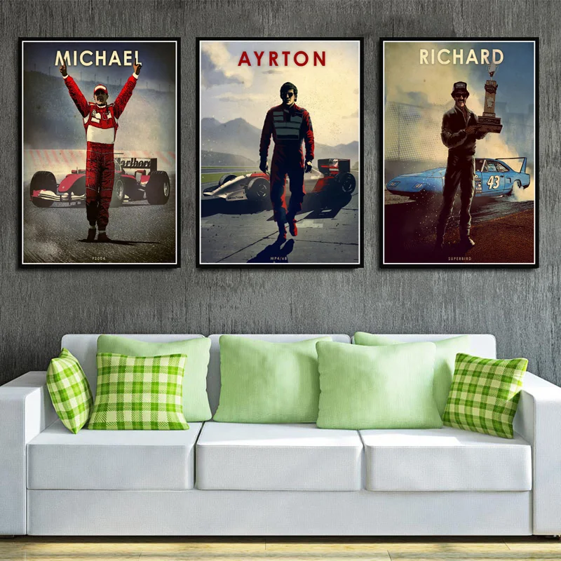 

Poster And Prints Hot F1 Driver Ayrton Senna Ken Michael Sport Stars Vintage Art Painting Wall Pictures Living Room Home Decor