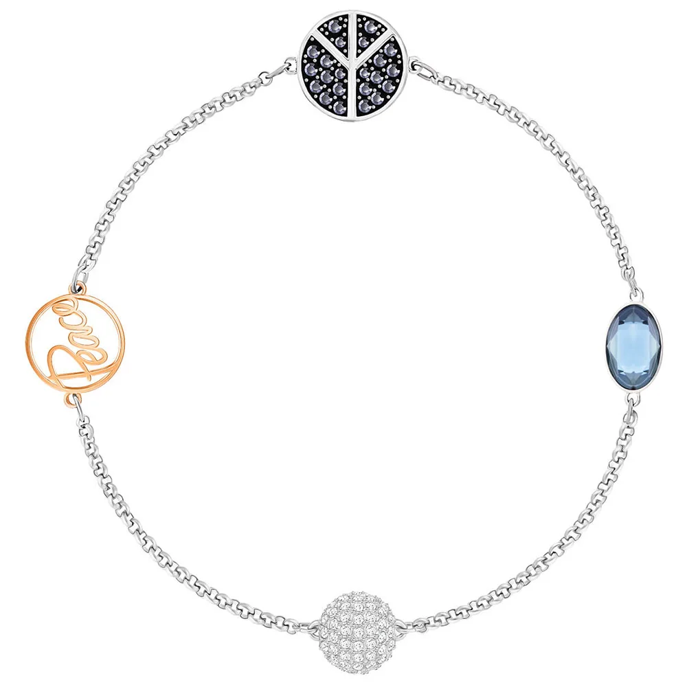 

SWA RO 19 Year New Crystal Silver Peace Symbol Remix Magnetic Buckle Bracelet Send Girl Anniversary Gift Wild Jewelry 5373246