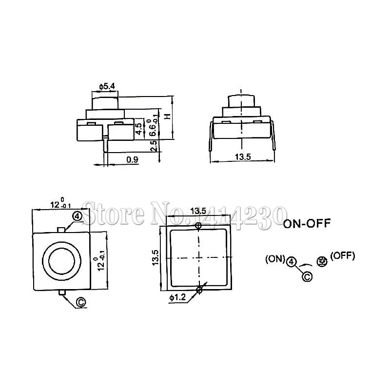 10 шт. Кнопка фонарика переключатель 1A 30V CB-1212-112D 2Pin ультра-тонкий Средний ног