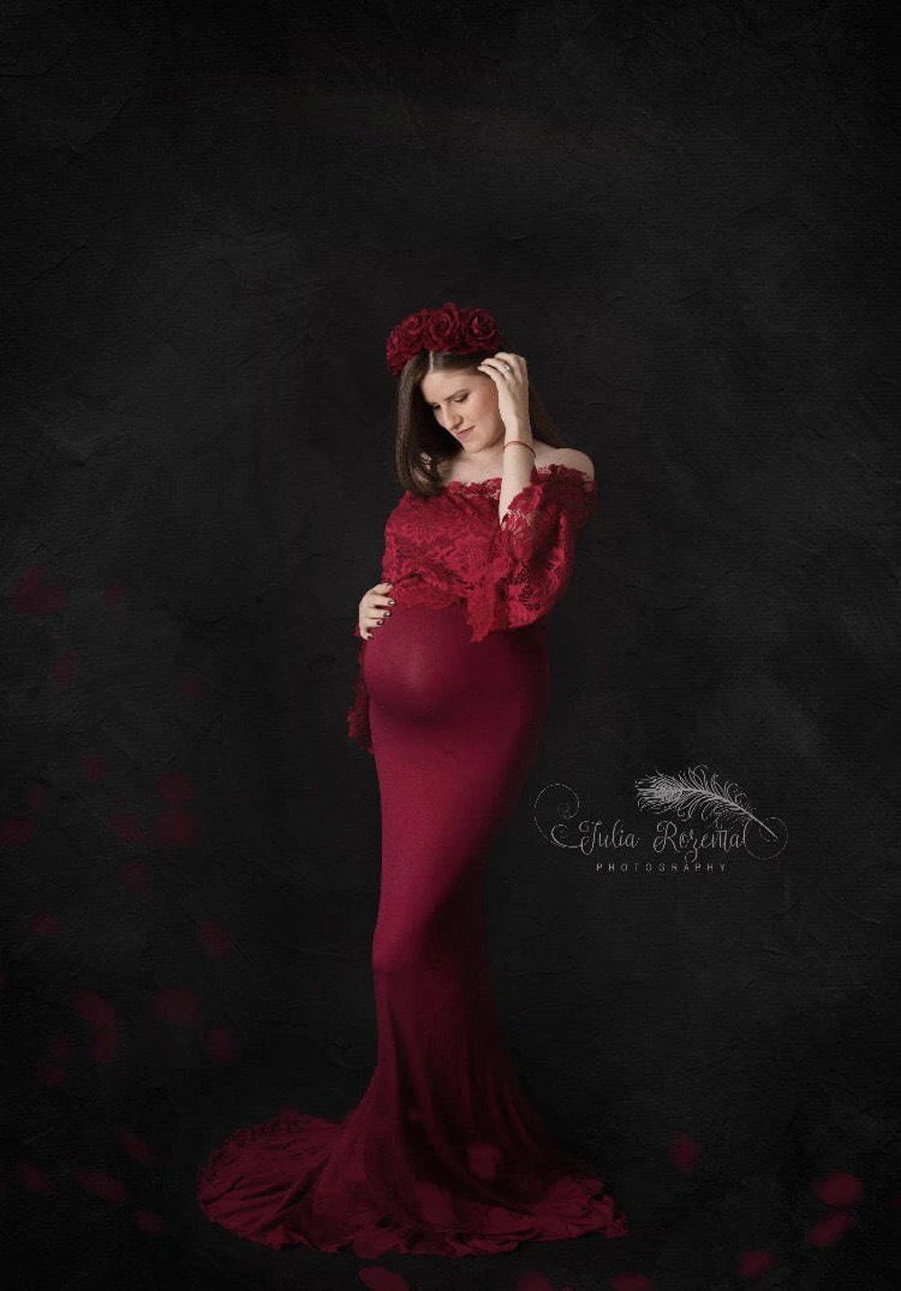 Кружевное платье для беременных, кружевное платье с длинными рукавами для фотографирования беременных, платье без Плеч для беременных, платья для фотосессии