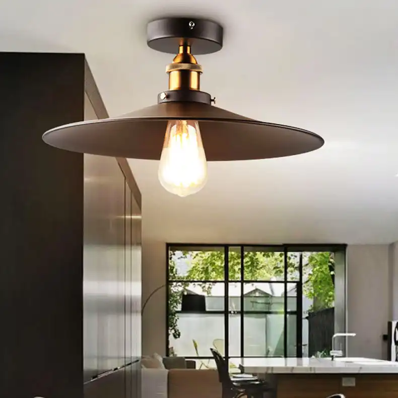 Loft Vintage Ceiling Lamp Round Retro Ceiling Light Industrial