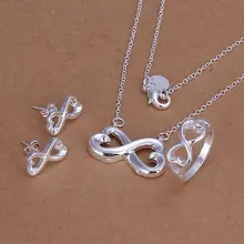 S171 серебряные ювелирные изделия наборы, 925-Стерлинговое Серебро амулеты Мода Сердце к сердцу браслет ожерелье S171