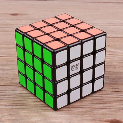 XMD QIYI Qiyuan 4x4x4 магический скоростной куб без наклеек обучающий против стресса успокаивающий кубик-головоломка стикер ПВХ игрушки для детей - Цвет: Black