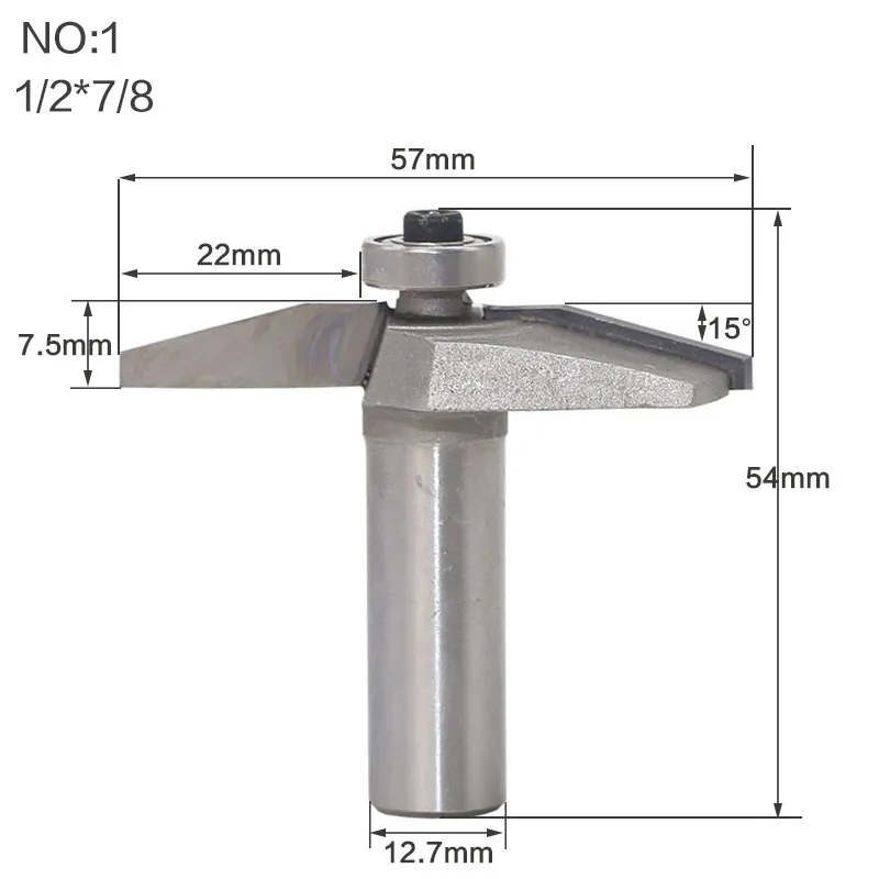 15 градусов поднятая панель бит 1 шт. Круглый-над фрезы для деревообрабатывающий инструмент 2 флейты - Длина режущей кромки: NO1