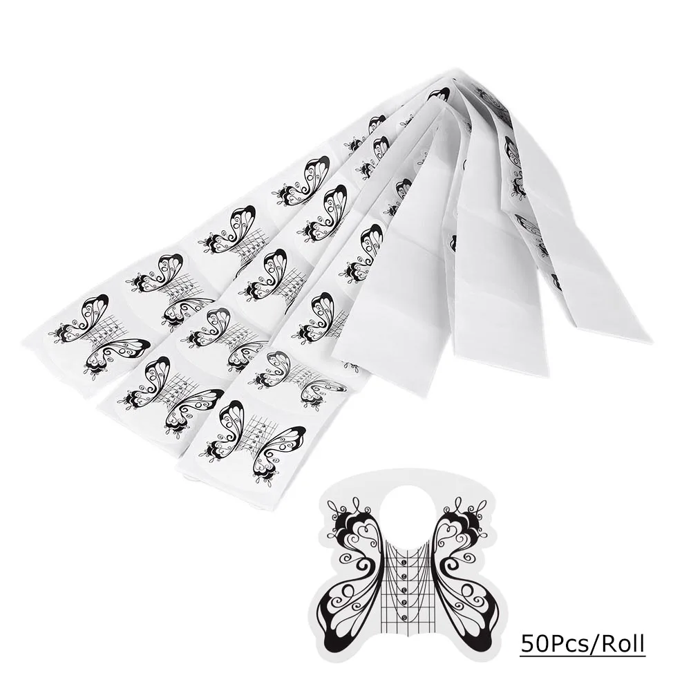 

50Pcs Nail Form for Acrylic UV Gel Nail Tip Sticker Butterfly Shape Forms Nails Extension Guide DIY Nail Art Manicure Tool