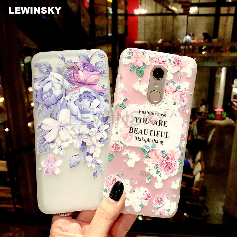 Case For Xiaomi Redmi 5 Plus S2 6A Note 4x 4 5 Pro 5A Prime MI 8 SE 6 6X MIX 2 2S A1 A2 3D relief Flower TPU Soft silicone Case