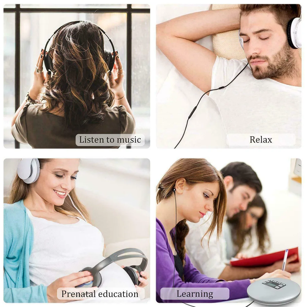 

Small Music Anti-Skip Personal Compact Home USB HIFI LCD Display Anti-shock Portable CD Player Car Stereo Headphones Round