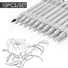 10 tamanhos finos forros desenho canetas preto fineliner caneta de tinta à prova dwaterproof água tinta de arquivamento para esboçar caligrafia artista ilustração