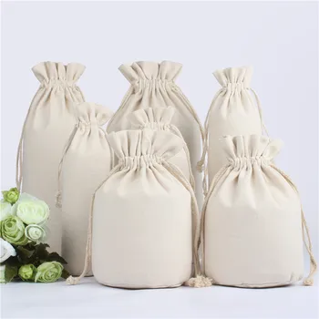 

Custom Logo Printed Cotton Storage Canvas Bags Drawstring Bag Food Bottle Pouch Bag Wholesale Price
