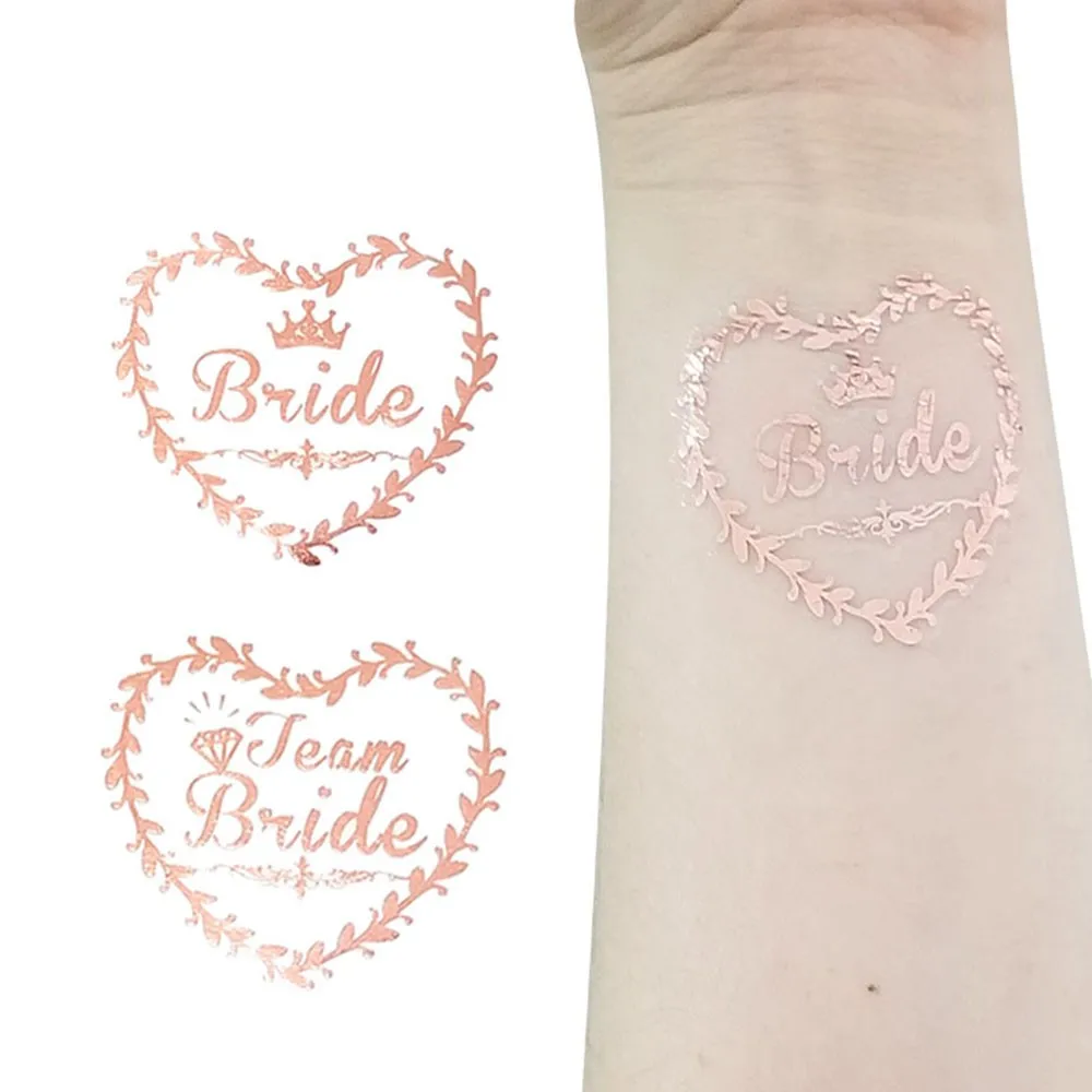 Party Decor 10Pcs/lot Rose Gold Team Bride To Be Tattoos Sticker Hen Night Wedding Decoration Bridal Shower Decor