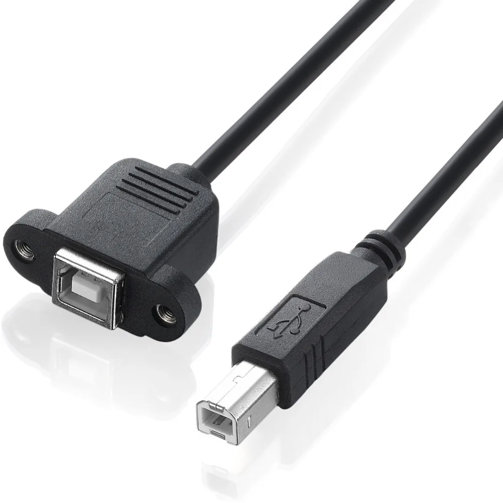 USB 2.0 Type B Male to Type B Female Printer Extension Cable With Panel Mount Screw Hole 30cm 50cm 100cm 150cm