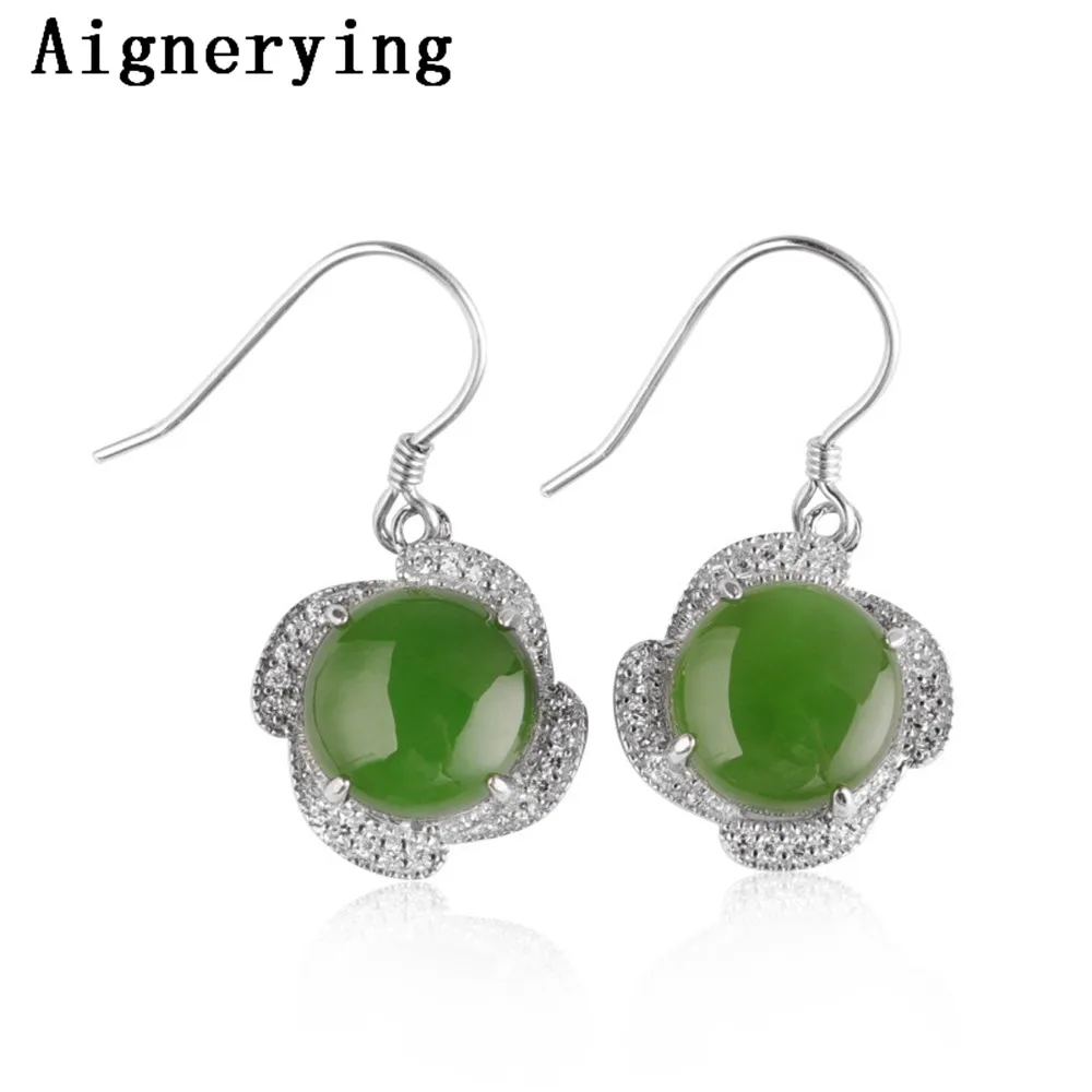 

Luxury Vintage Earrings with box Natural Hetian Jade Earrings Certificate 925 Sterling Silver Earing Women Wedding Jewellery