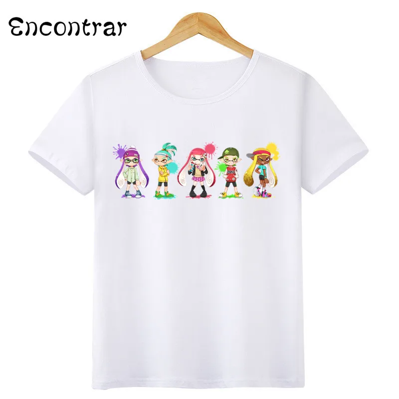 Kids Splatoon Inkling Design T Shirt Boys/Girls Casual Short Sleeve Tops Children's Funny White Anime T-Shirt,ooo3071