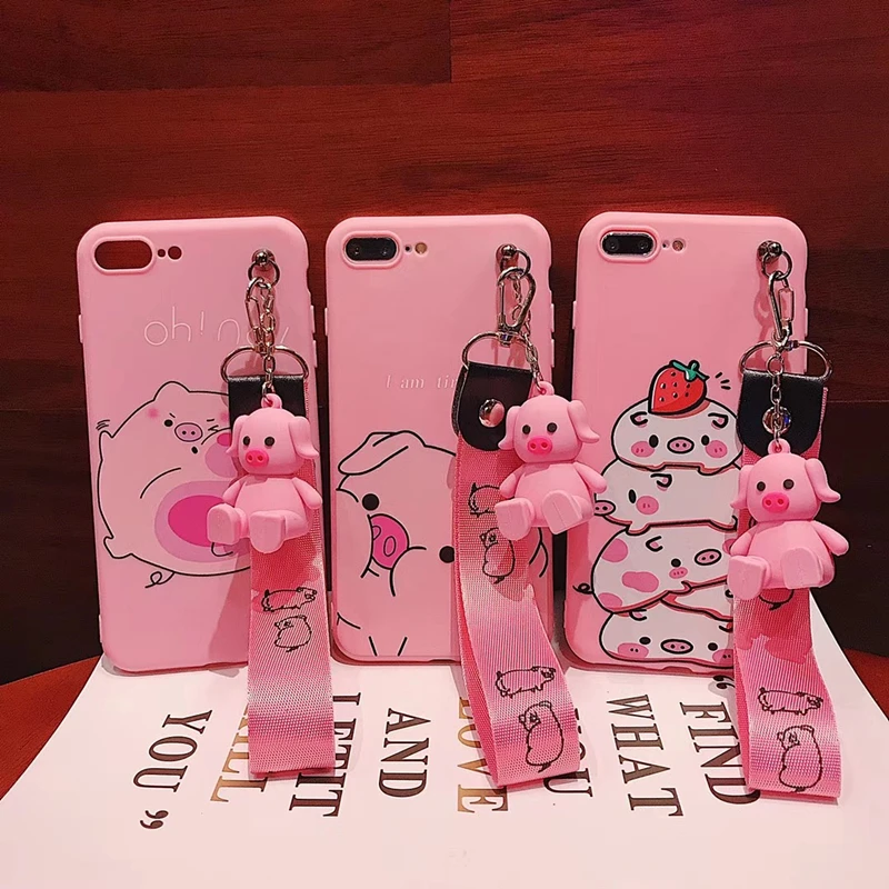 

Luxury 3D cute pig nose toy pink pig silicone holder Kickstand phone case for iphone 7 7plus 8 6 s plus X XR XS MAX candy coque