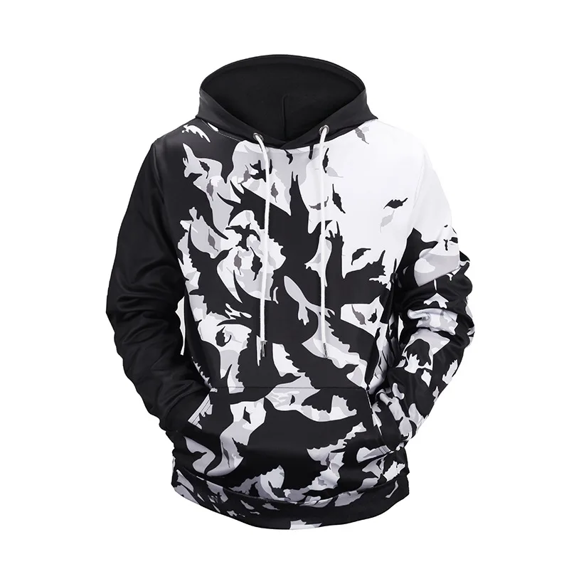

Autumn Winter Men's Print 3D crow Long Sleeve Hooded Hoodies Sweatshirts