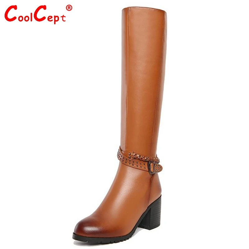 Brand Winter Women Boots Snow Natural Real Leather Knee Boots Sexy High Heels Pointed Toe Fashion