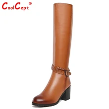 Brand Winter Women Boots Snow Natural Real Leather Knee Boots Sexy High Heels Pointed Toe Fashion
