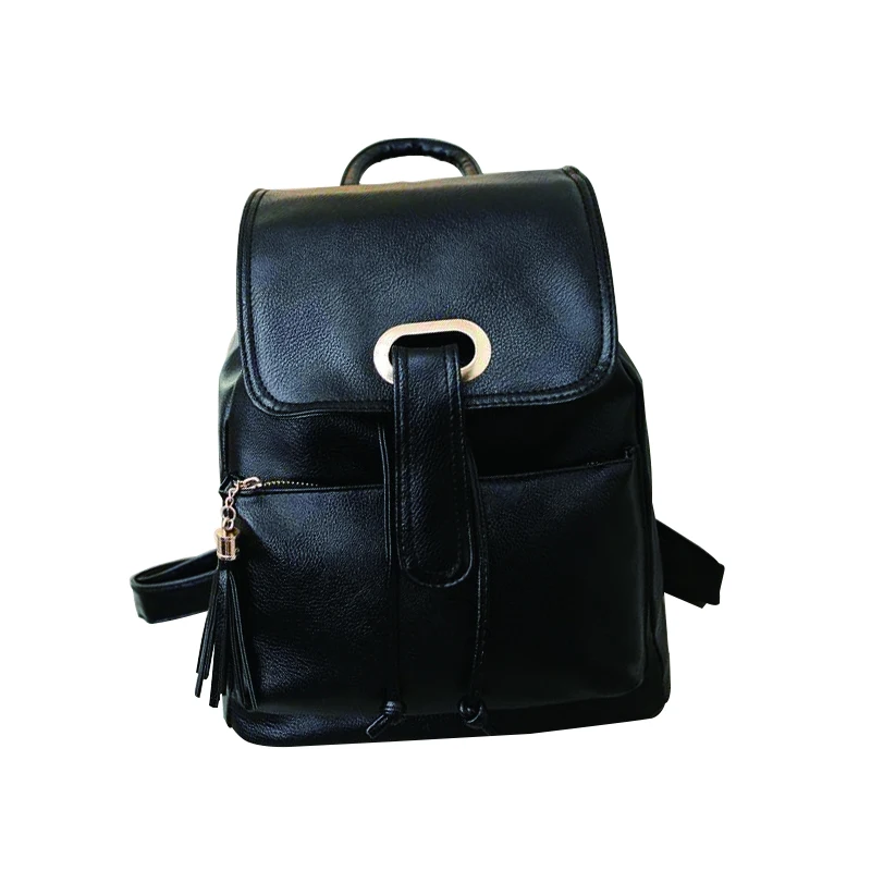 2017 New Women PU Leather Backpack Black Feminina Large Girl Schoolbag Travel Bag Solid Candy Color