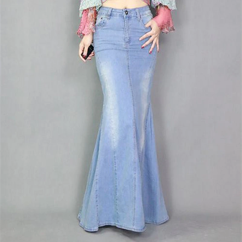 full length jeans skirt