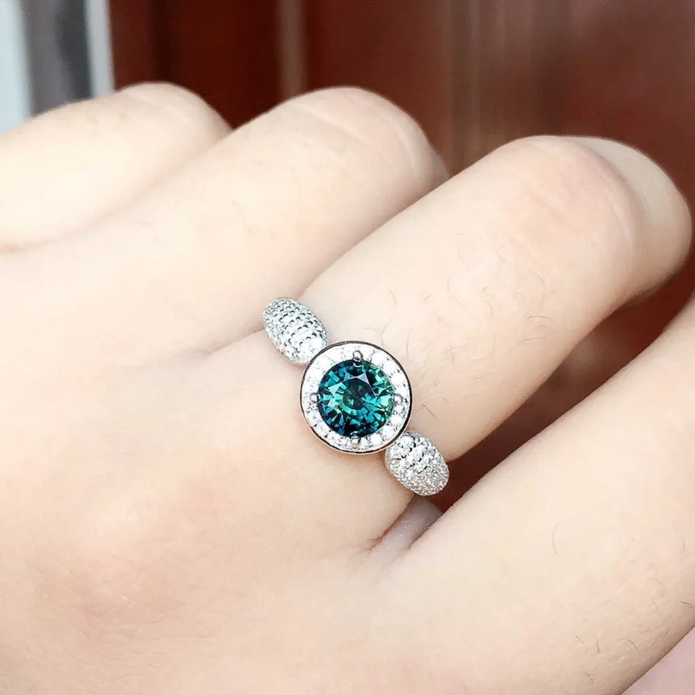 Кольцо с натуральным синим сапфиром, кольцо с натуральным драгоценным камнем из серебра 925 пробы, трендовые элегантные круглые женские вечерние ювелирные изделия