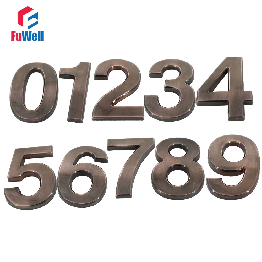 

Home Hotel Door Number 100mm Height 0/1/2/3/4/5/6/7/8/9# Optional ABS Plastic Red Copper Color Digital House Number