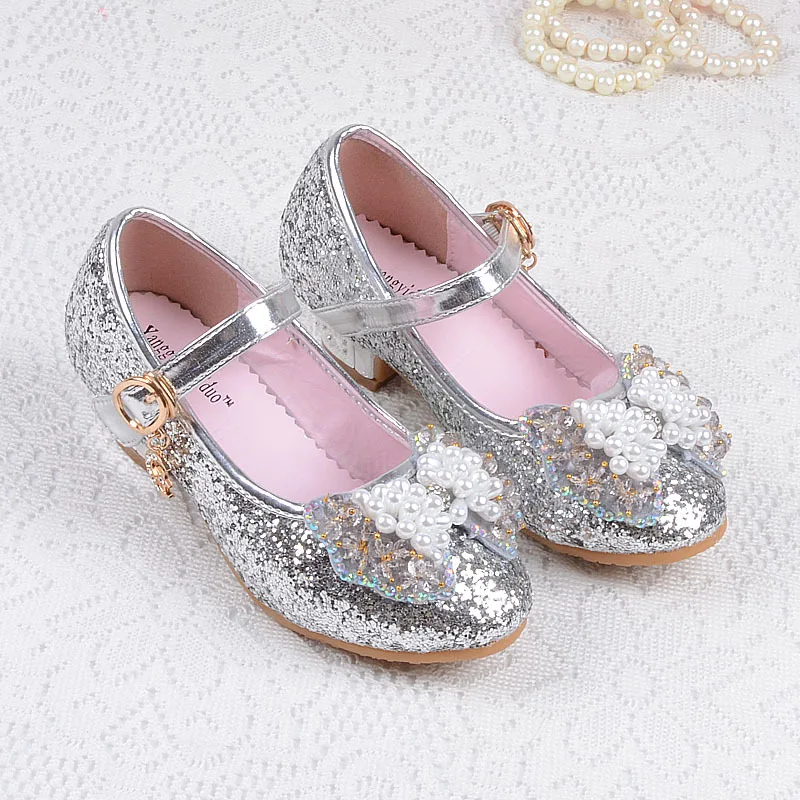 Kids Princess Shoes Dress Shoes Flower Designer Sequines Leather Spring ...